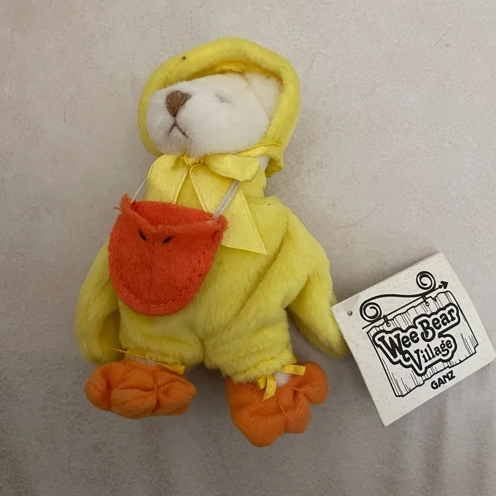 Vintage Ganz Easter Wee Bear Village Quacks In A Duck Costume 1996 Stuffed Plush - Picture 3 of 8